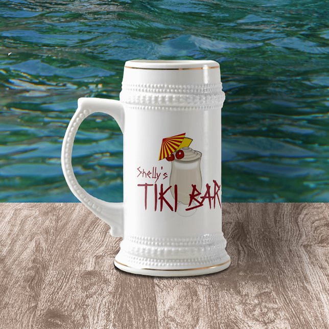 Chope À Bière Barre Tiki du nom personnalisé (Créateur téléchargé)