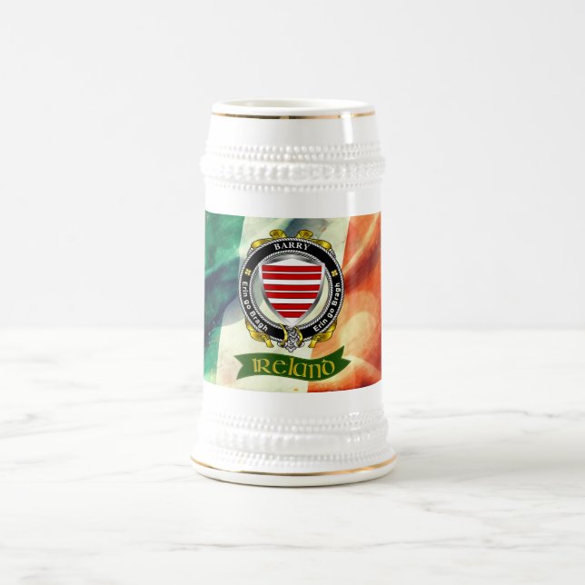 Chope À Bière Barry Insigne irlandais personnalisé avec drapeau  (Centre)