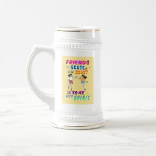 Chope À Bière Barware d'amis Patinez avec le cœur, envolez-vous