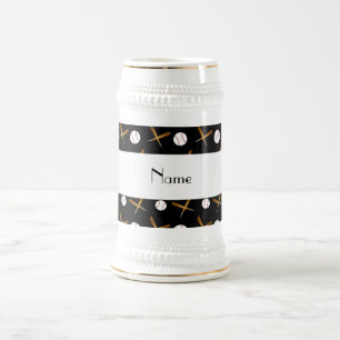 Chope À Bière Base-ball noirs nommés personnalisés