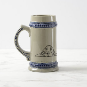Chope À Bière basset hound noir blanc simple chiot yeux chien 