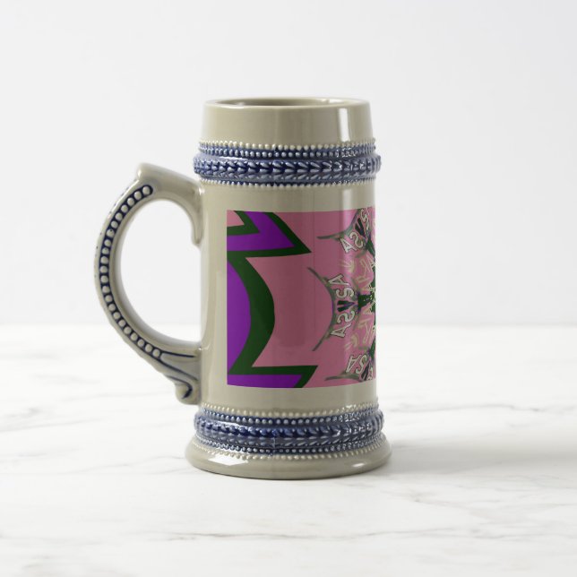 Chope À Bière Beau motif de teinte violet rose bébé monogramme (Gauche)
