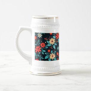 Chope À Bière Beaux motifs floraux de fleurs