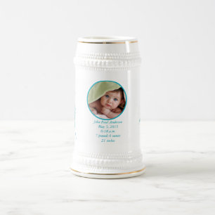 Chope À Bière Bébé Stein avec photo de bébé Statistiques de nais