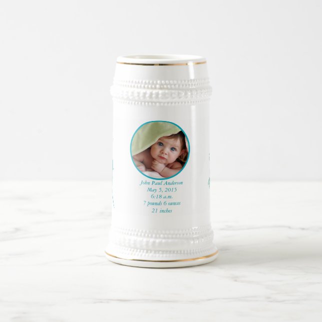 Chope À Bière Bébé Stein avec photo de bébé Statistiques de nais (Centre)