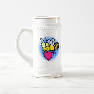 Chope À Bière Belle abeille drôle avec dessin animé du coeur