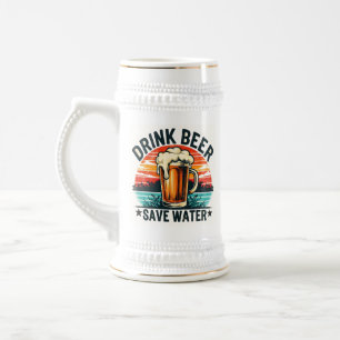 Chope À Bière Bière de coucher de soleil vintage amusant