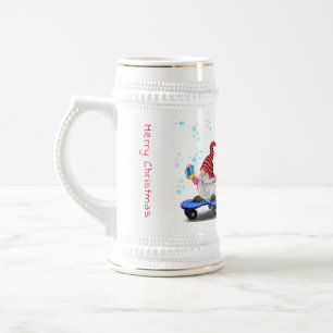 Chope À Bière Bière de Noël Stein Patinage cadeau Gnome avec cad