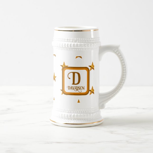 Chope À Bière Bijou de monogramme de famille à étoile dorée (Droite)