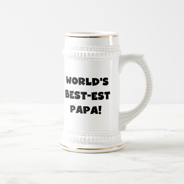Chope À Bière Black Text World's Best of Papa Tshirts and Gifts (Droite)