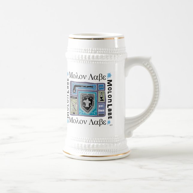 Chope À Bière Blanc et bière Stein d'or avec le logo de Molon (Droite)