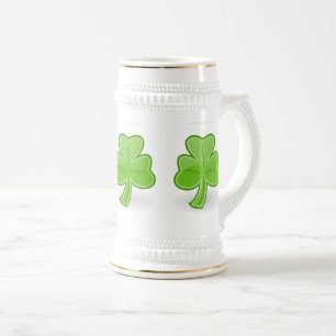 Chope À Bière Blanc irlandais de St Patrick de shamrock/tasse