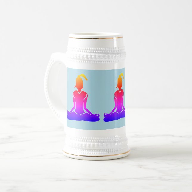 Chope À Bière Bleu & Or Stein - Bière Yoga Stein (pas d'impressi (Devant gauche)