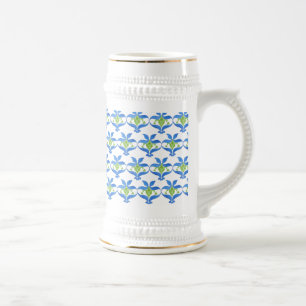 Chope À Bière Bleu vert blanc Art nouveau Motif Stein