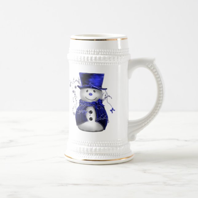 Chope À Bière Blue Christmas Snowman (Droite)