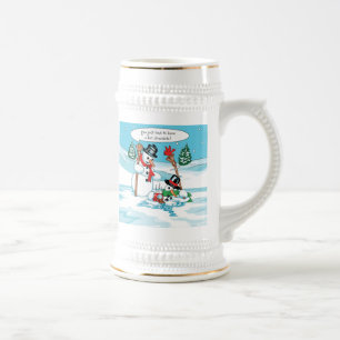 Chope À Bière Bonhomme de neige drôle avec la bande dessinée d