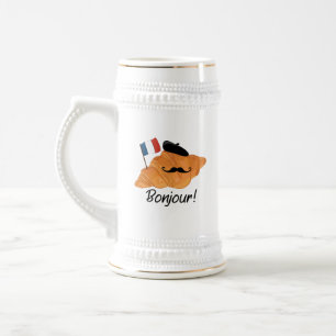 Chope À Bière Bonjour Croissant Français - France Drôle Nourritu