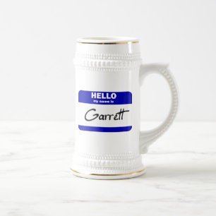 Chope À Bière Bonjour mon nom est Garrett (bleu)