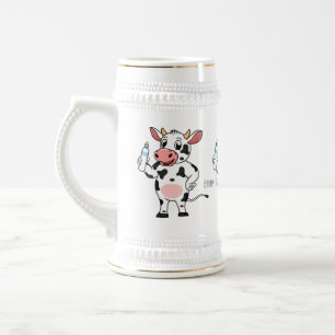 Chope À Bière Bonne vache avec dessin animé de biberon