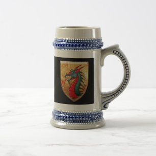 Chope À Bière Bouclier de dragon sur le noir