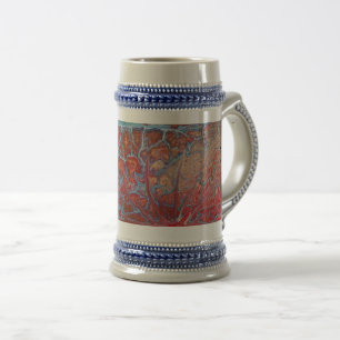 Chope À Bière Boue d'art fluides en bleu rouge et blanc