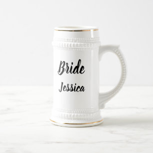 Chope À Bière Bride Noir Élégant Cadeaux Script Cadeaux Mariage 