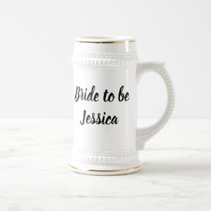 Chope À Bière Bride Noir Élégant Cadeaux Script Cadeaux Mariage