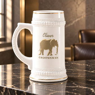 Chope À Bière Cadeau d'Élégant Éléphant en Or pour Garçon d'Honn