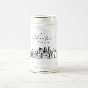 Chope À Bière Cadeau personnalisé Dallas Skyline Bière Stein