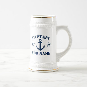 Chope À Bière Cadeau personnalisé pour le capitaine de bateau