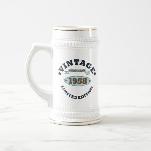 Chope À Bière Cadeau personnalisé vintage 65e anniversaire