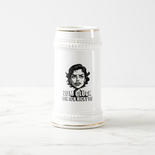 Chope À Bière Caricature avec citation « heureusement… » (Centre)
