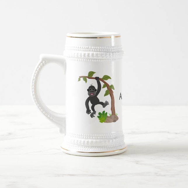 Chope À Bière Caricature de bébé gorille joyeux (Gauche)