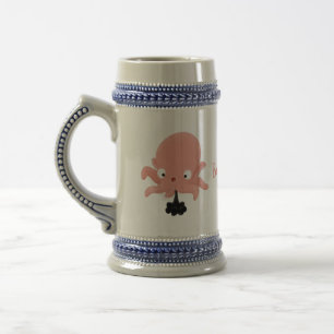Chope À Bière Caricature de bébé pieuvre rose mignonne humour