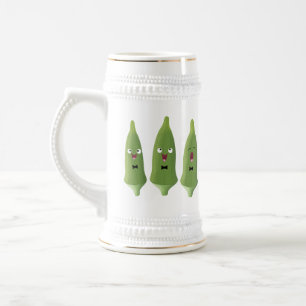 Chope À Bière Caricature de légumes de l'okra chantante mignonne