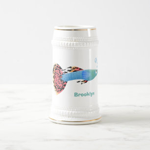 Chope À Bière Caricature de poisson tropical guppy très chic