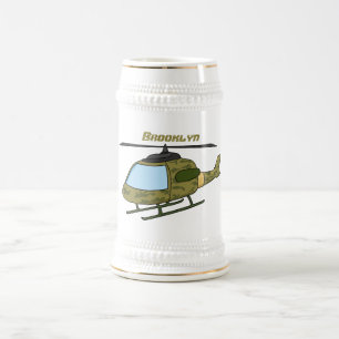 Chope À Bière Caricature d'hélicoptère camoflage de l'armée