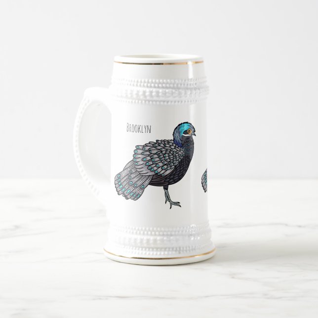 Chope À Bière Caricature d'oiseau de faisan paon de Bornéo (Devant gauche)