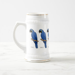 Chope À Bière Caricature d'oiseau macaw Hyacinth