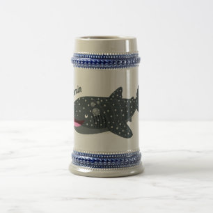 Chope À Bière Caricature joli requin baleine joyeux
