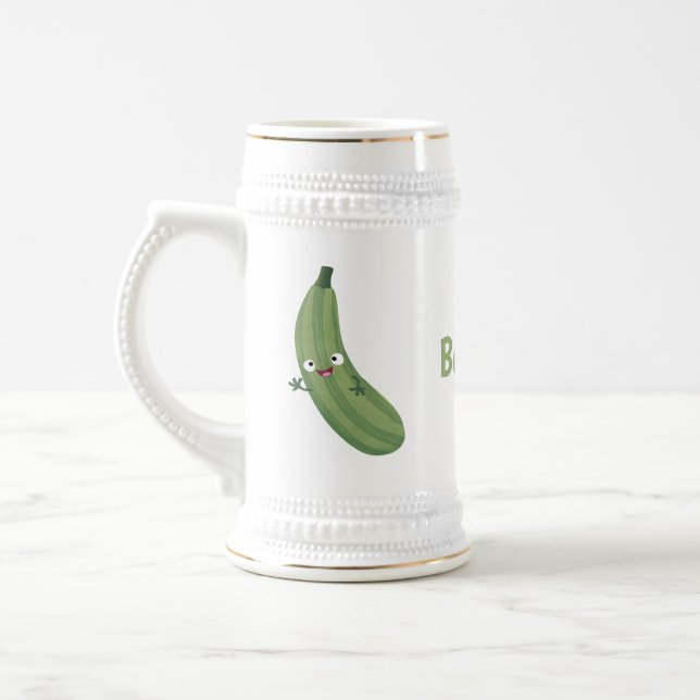 Chope À Bière Caricature joyeux de courgettes mignonnes (Gauche)