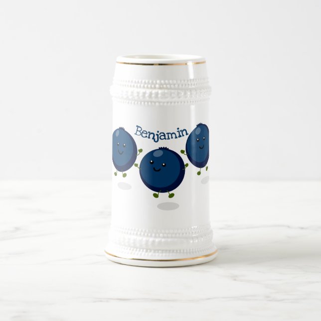 Chope À Bière Caricature mignonne de bleuets violets (Centre)