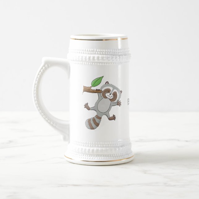 Chope À Bière Caricature pour bébé au raton laveur joyeux (Gauche)