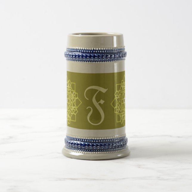 Chope À Bière carré de fleurs modernes nom de monogramme motif  (Centre)