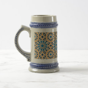 Chope À Bière Carreau géométrique marocain & motif orange