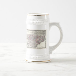 Chope À Bière Carte ancienne de Caroline du Nord (1855)