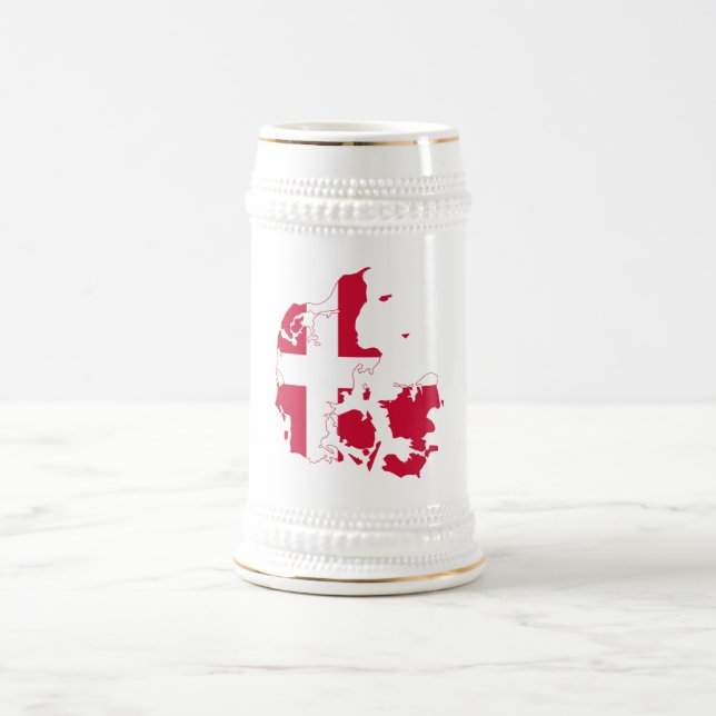 Chope À Bière Carte Drapeau Danemark (Centre)