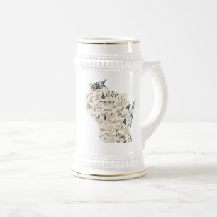 Chope À Bière Carte vintage d'image du Wisconsin