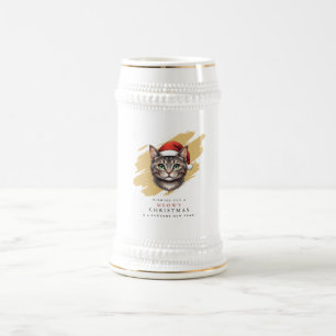 Chope À Bière Chat de Noël mignon moderne avec chapeau de Père N