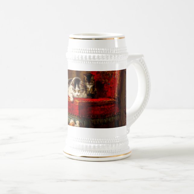 Chope À Bière Chat et chatons Jouer avec chaise (Devant droit)
